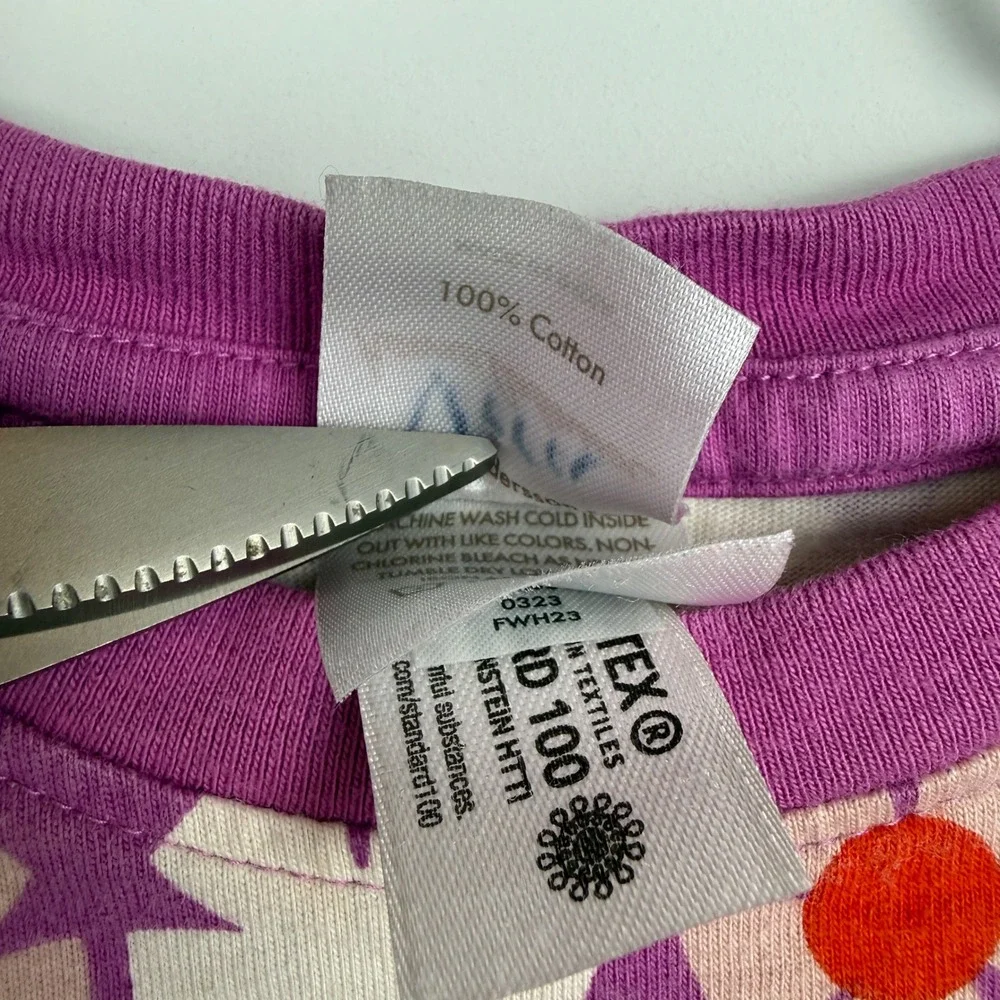 Hanna Andersson Dress Girls‎ 5 Purple Floral Scandi Mod Retro Long Sleeve Cotton